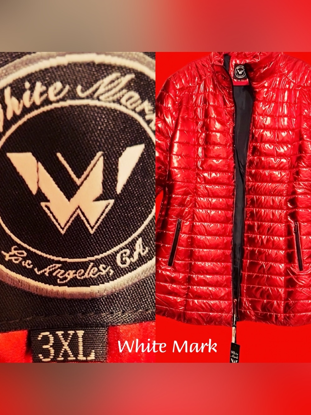 NWT WHITE MARK WOMENS’ STUNNER RED PUFFER JACKET with POCKETS SIZE 3XL
